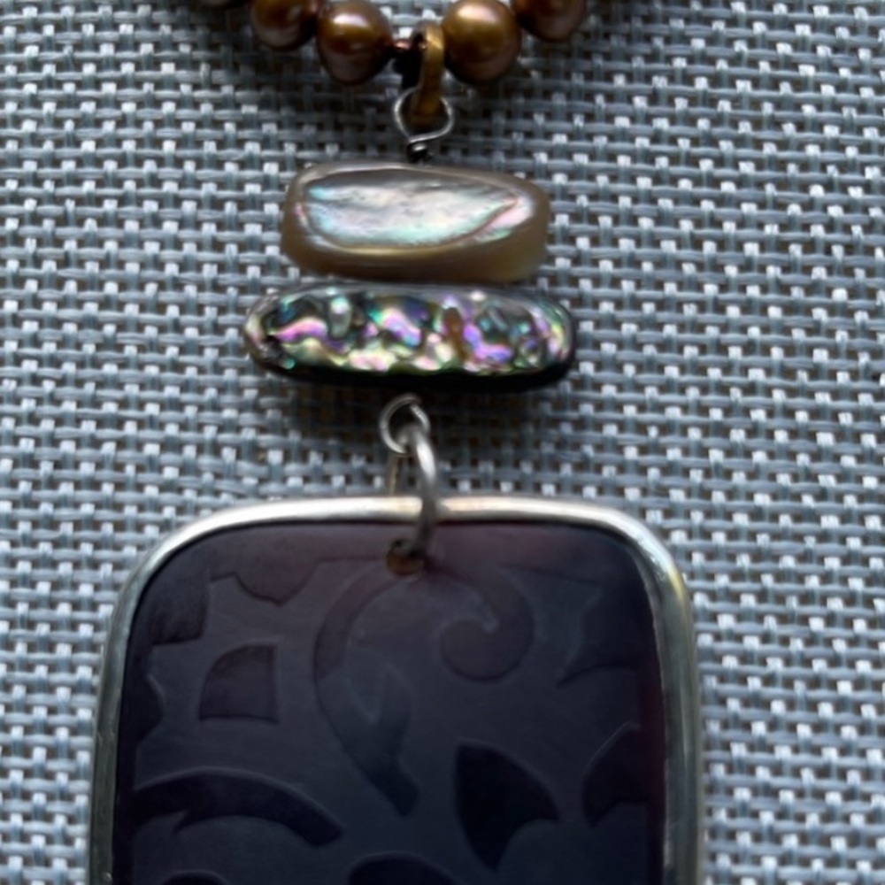 Vintage! Unique. RARE. Silpada Necklace with black Shell Pendant Necklace N1803 - Picture 5 of 6
